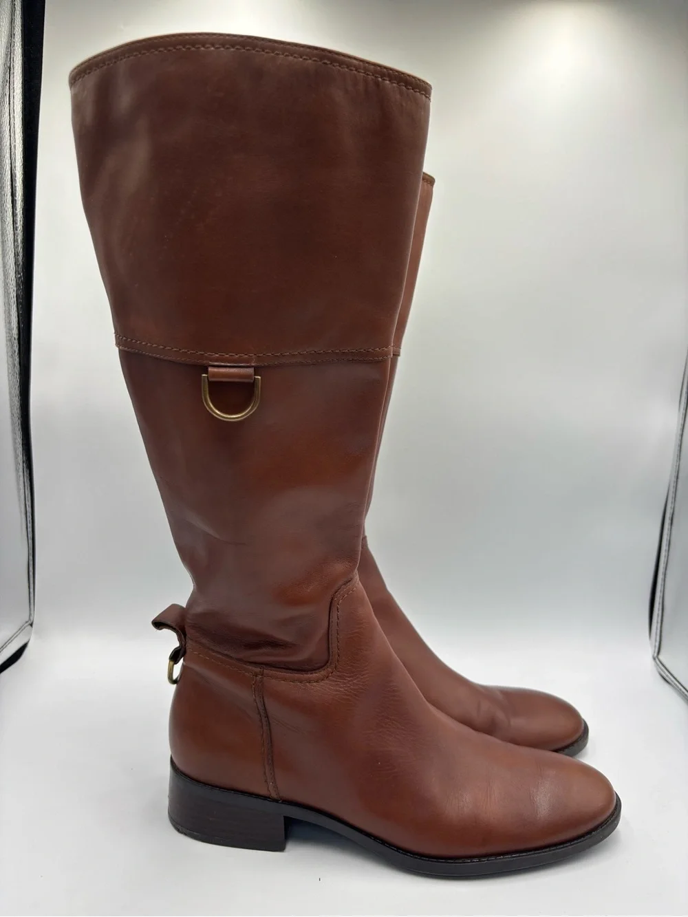 Vintage 90’s Etienne Aigner Riding Boot Sz 8.5 Cognac Leather Equestrian Preppy